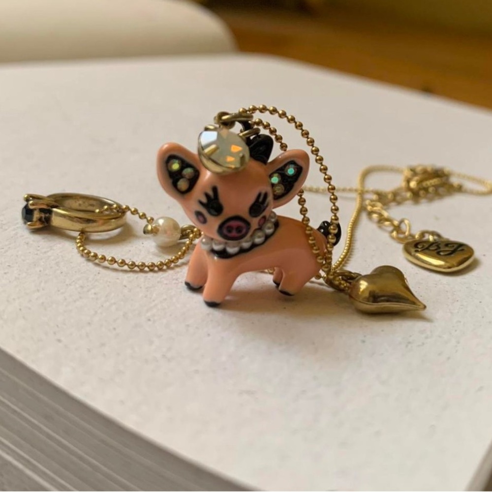 Betsey Johnson Pig Charm Necklace